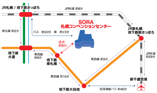 札幌コンベンションセンターまでの交通機関経路図